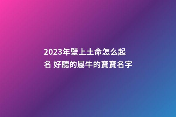 2023年壁上土命怎么起名 好聽的屬牛的寶寶名字